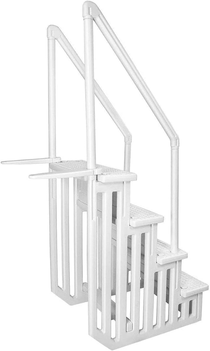 Select Anti-Slip in-Pool Steps | Gray | for Above Ground Swimming Pools | Can Mount to Decks 48" to 54" H | Safety Stairs Capacity Up to 300 lbs