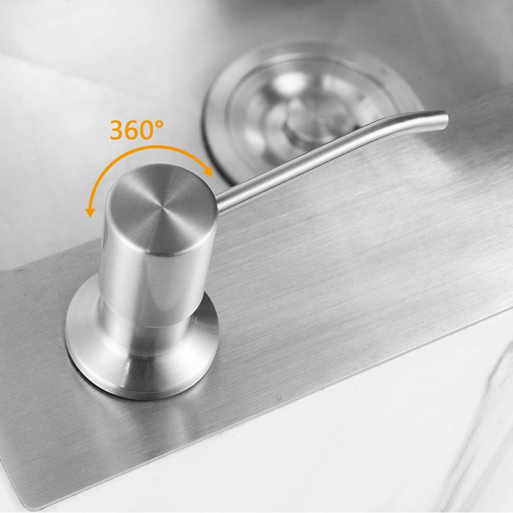 Soap Dispenser for Kitchen Sink, Built in Sink Soap Dispenser Lotion Dispenser with 17 Ounce Bottle, Stainless Steel Sink Soap Dispenser, Brushed Nickel