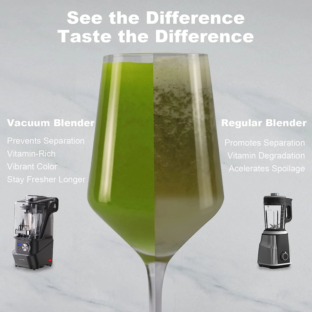 Kitchen Quiet Professional Blender: Vacuum Commercial Blender for Shakes and Smoothies - 56 Ounce Industrial Countertop Blender - 1500 Watt High Power Smoothie Blender with Guard, 29015 (Black)