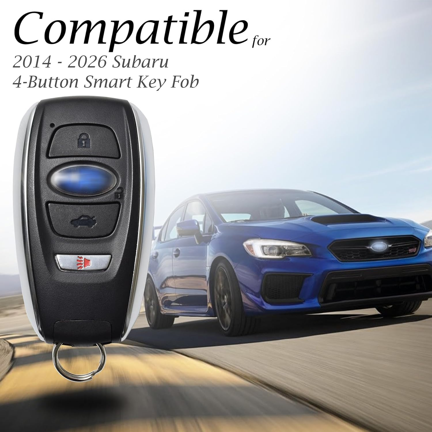 Leather Smart Key Fob Case Cover Compatible with Subaru Forester, Impreza, Outback, WRX, BRZ, XV Crosstrek, Ascent, Solterra (2014 – 2026 Models) – 4 Buttons, Black/Red