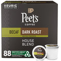 Peet's Coffee Dark Roast Decaffeinated Coffee Decaf House Blend 88 Count (4 Boxes of 22 K-Cup Pods)