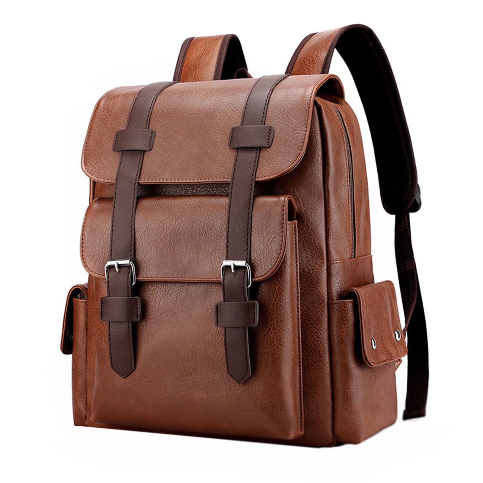 Brown Leather Laptop Backpack for Men