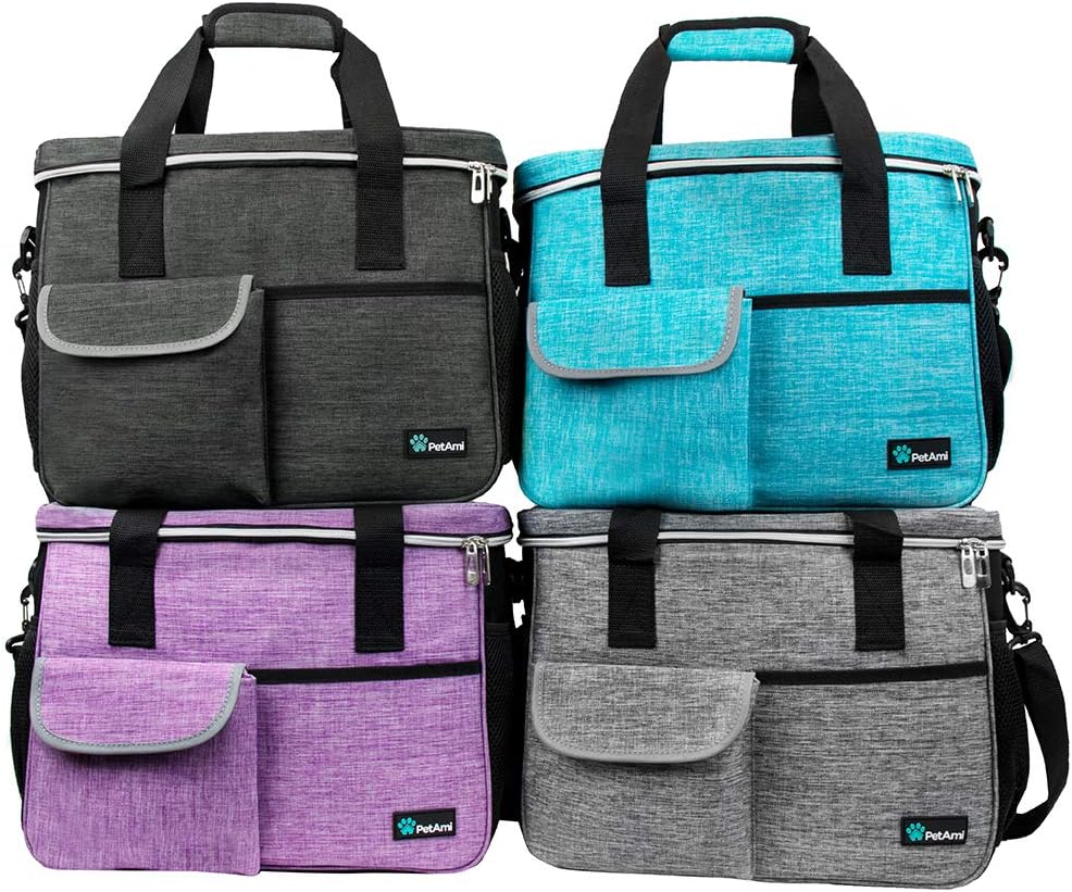 Dog Travel Organizer with Food Container and Bowls, Weekend Camping Accessories – Charcoal, Medium