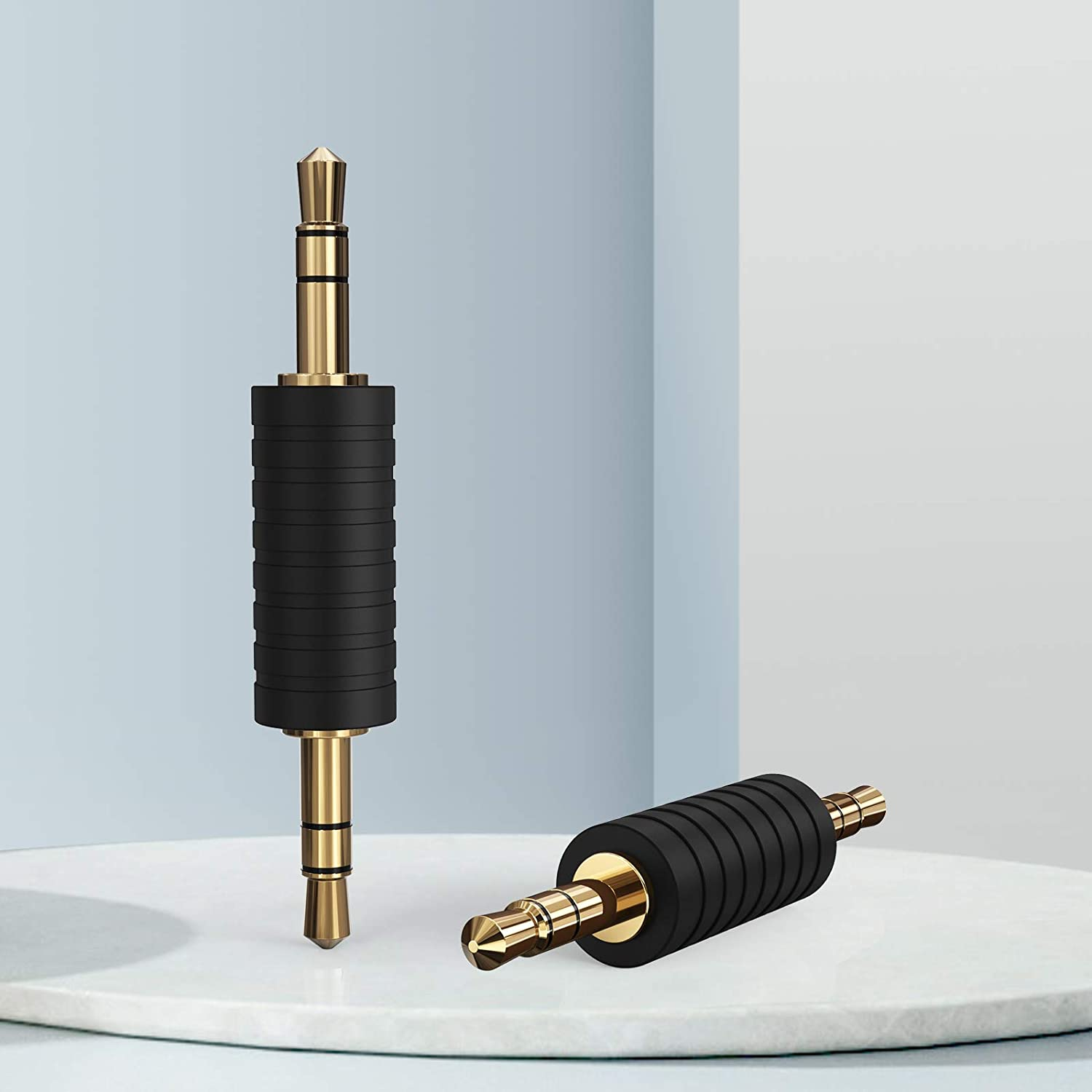 3.5Mm 1/8 Stereo Jack to 3.5Mm Audio Male to Male Adapter Connectors Gold Plated Compatible