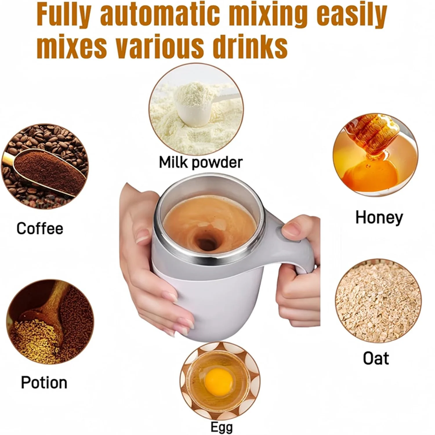 Automatic Magnetic Stirring Coffee Mug, New Magnetic Coffee Stirrer Mug for Milk Self Stirring Mug with Lid, Automatic Coffee Cup Stirrer Auto Stirring Coffee Mug