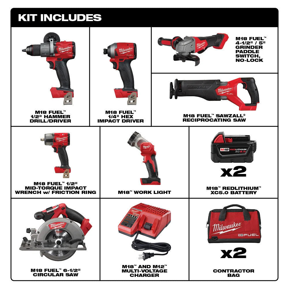 18V M18 FUEL Lithium-Ion Brushless Cordless 7-Tool Combo Kit 5.0 Ah