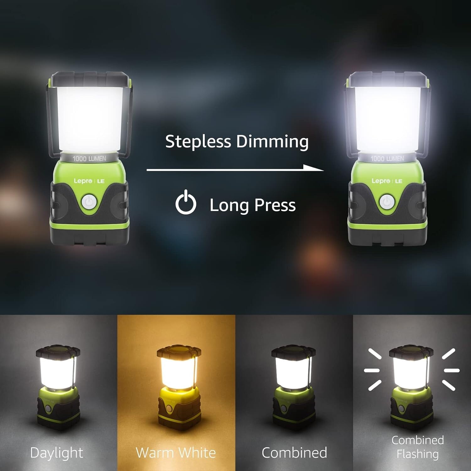 Waterproof Tent Light with 4 Light Modes, Camping Essentials, Portable Lantern Flashlight for Camping, Emergency Light, Power Outages, Not Rechargeable