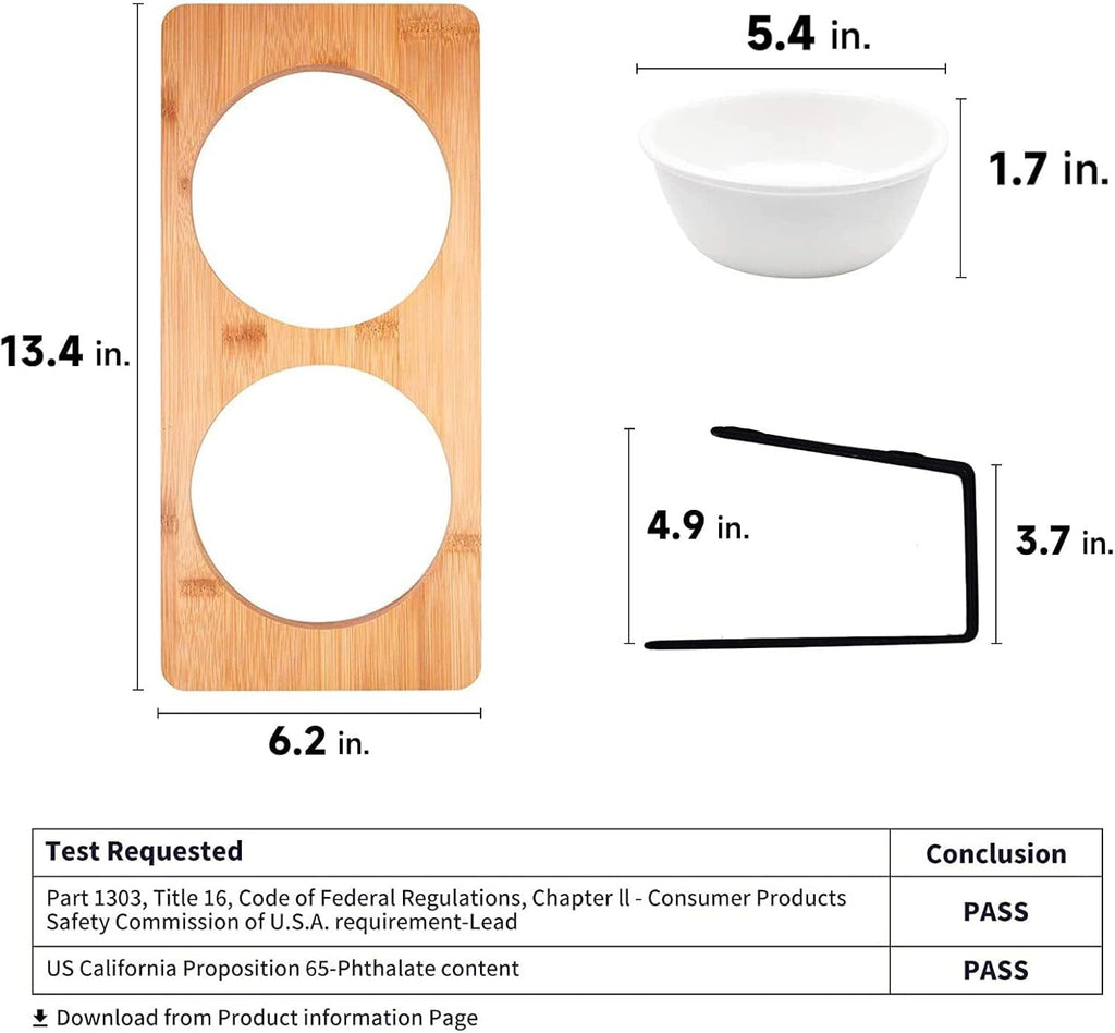 Elevated Cat Ceramic Bowls, Small Dog 15° Tilted Raised Food Feeding Dishes