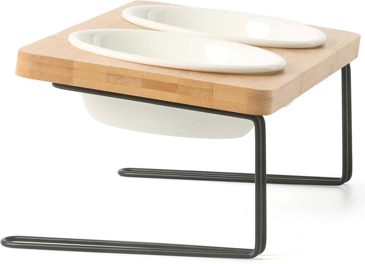 Elevated Cat Ceramic Bowls, Small Dog 15° Tilted Raised Food Feeding Dishes