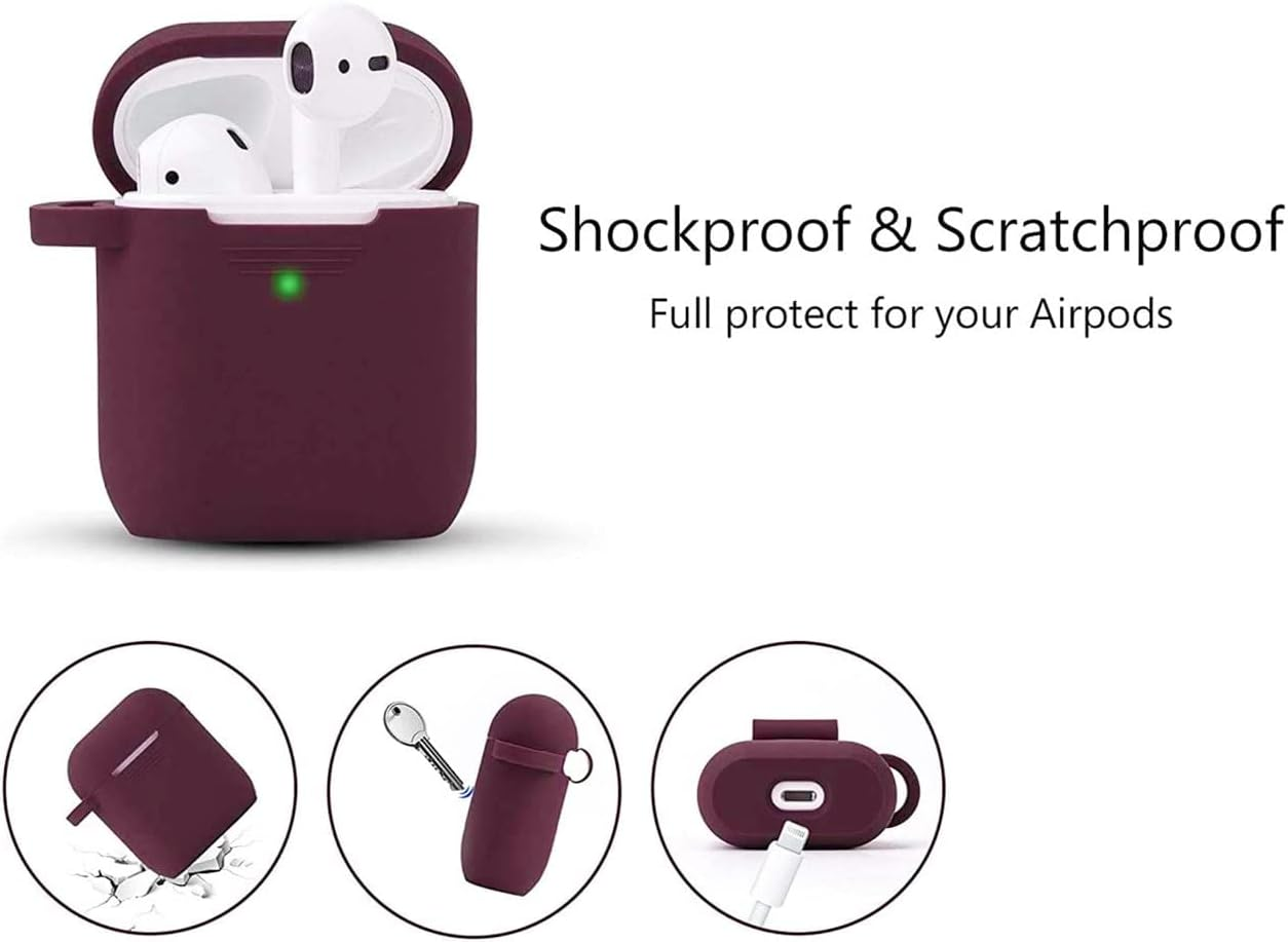 Compatible with Airpod 2&1 Case Cover, Cute Silicone Protective Accessories Cases/Keychain/Pompom.