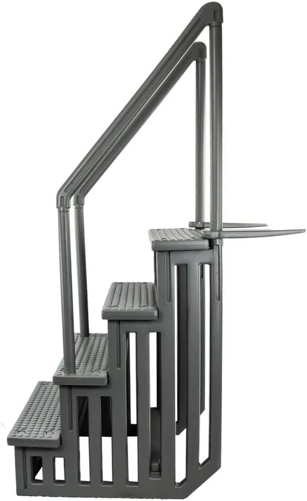 Select Anti-Slip in-Pool Steps | Gray | for Above Ground Swimming Pools | Can Mount to Decks 48" to 54" H | Safety Stairs Capacity Up to 300 lbs