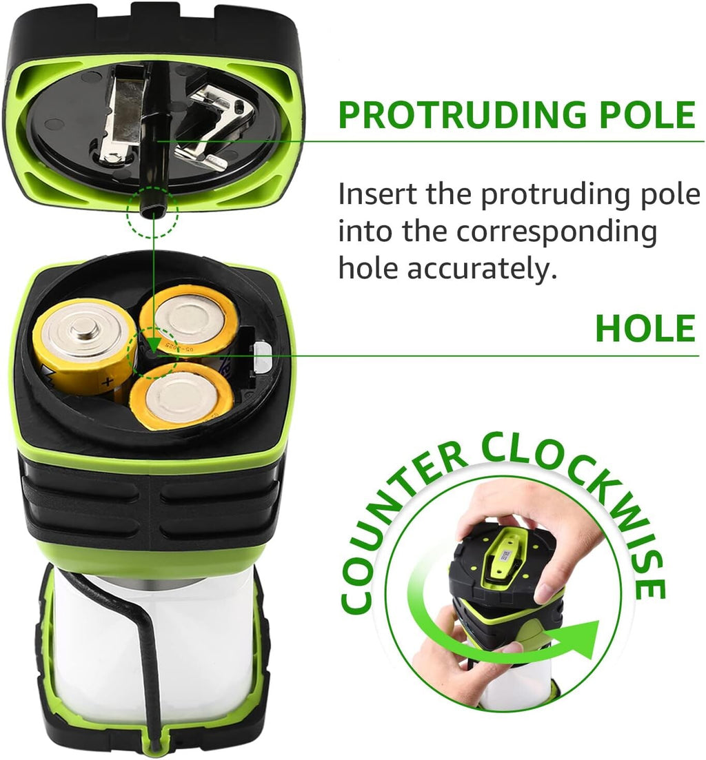 Waterproof Tent Light with 4 Light Modes, Camping Essentials, Portable Lantern Flashlight for Camping, Emergency Light, Power Outages, Not Rechargeable