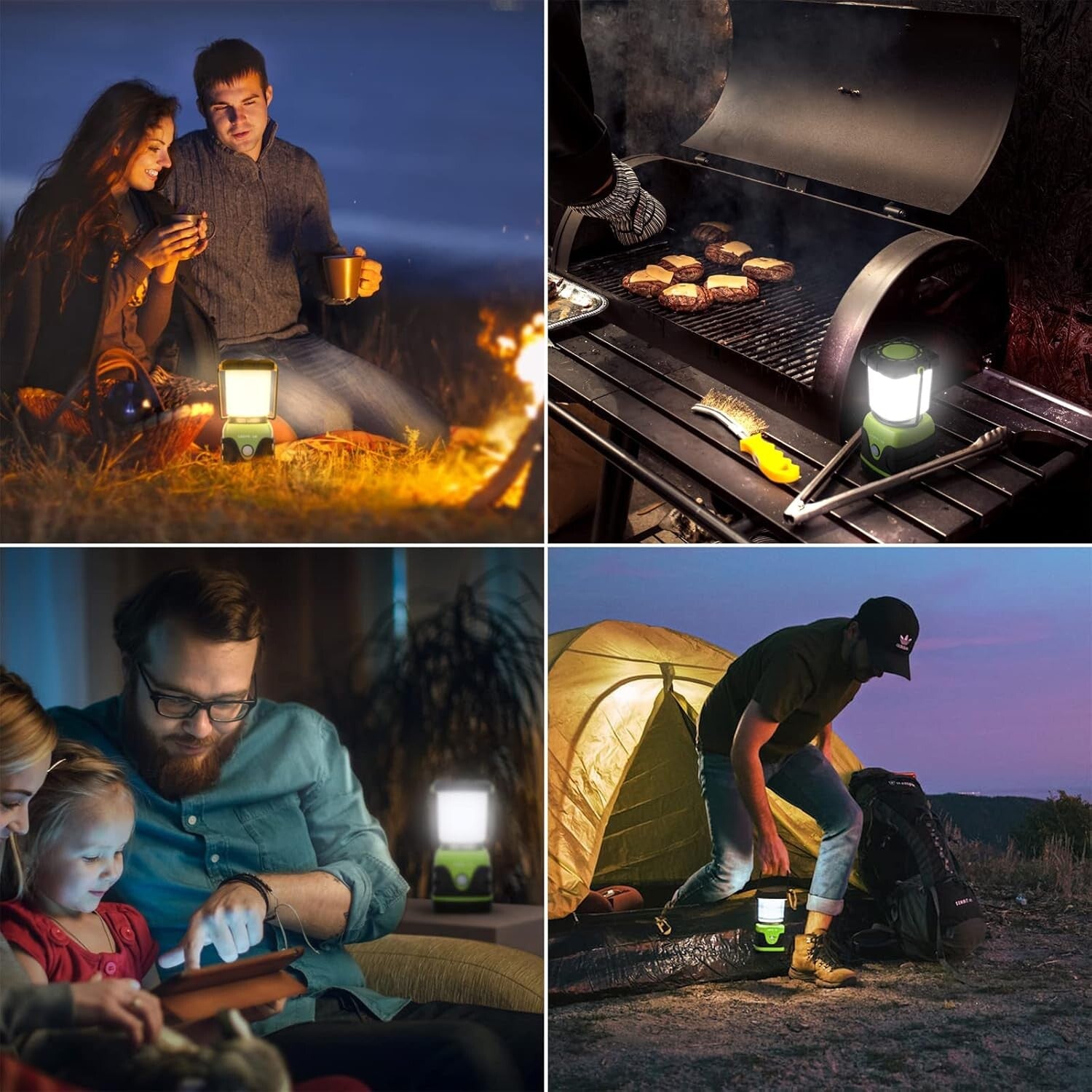 Waterproof Tent Light with 4 Light Modes, Camping Essentials, Portable Lantern Flashlight for Camping, Emergency Light, Power Outages, Not Rechargeable