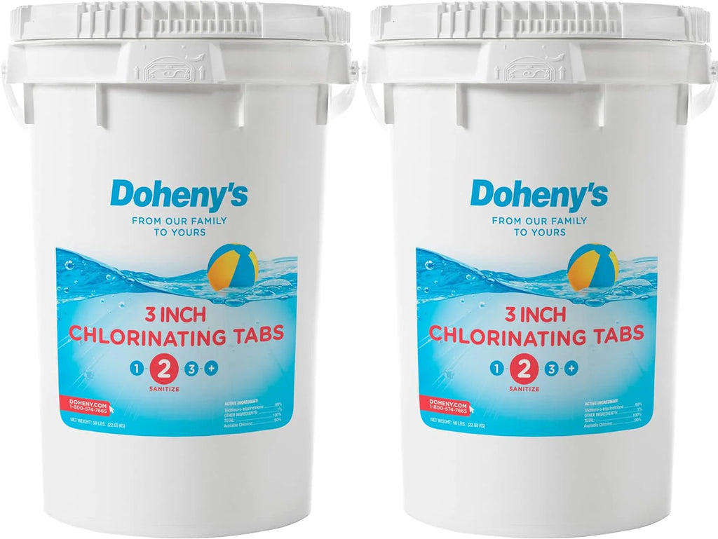 Doheny's 3 Inch Stabilized Chlorine Tablets | Pro-Grade Pool Sanitizer, Long Lasting, Slow Dissolving, 99% Pure Tri-Chlor, Individually Wrapped - 50lb