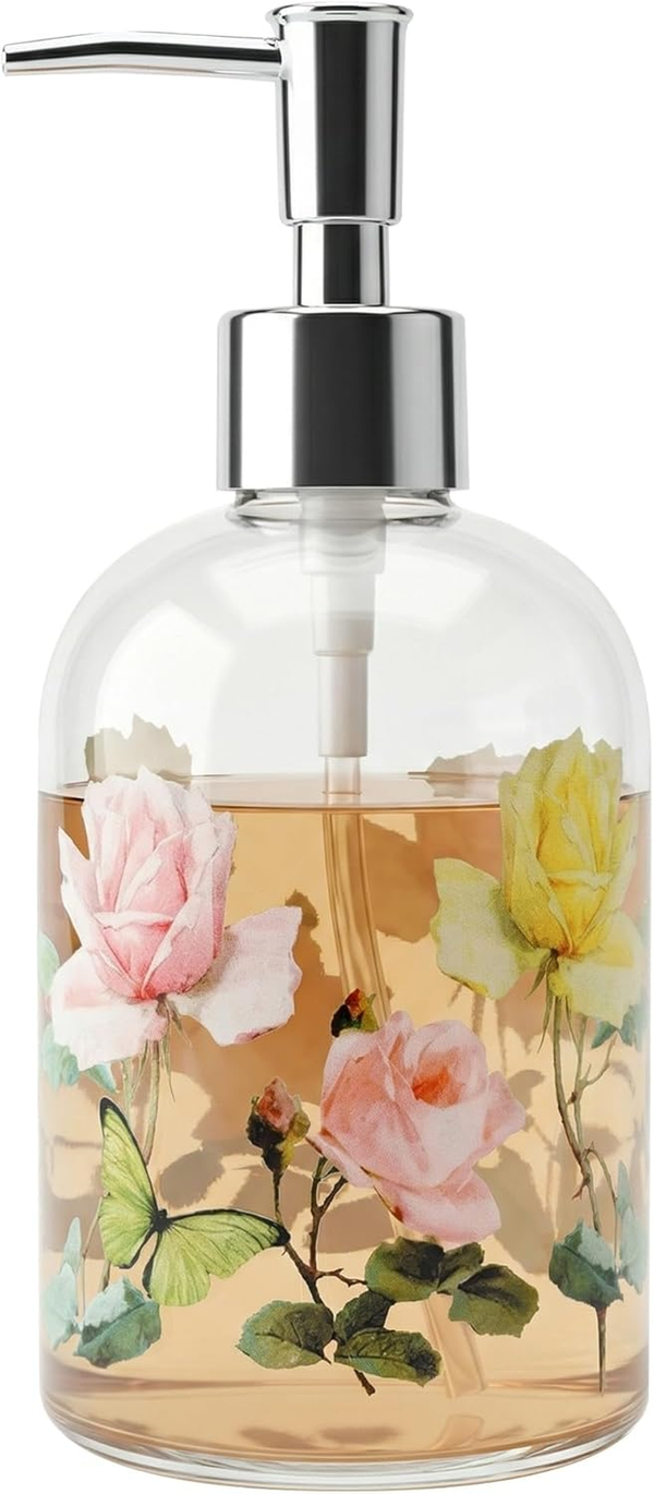 Glass Soap Dispenser Bottle with Pump,Refillable Liquid Hand Dispenser for Bathroom, Kitchen Soap Dispenser 17 Oz