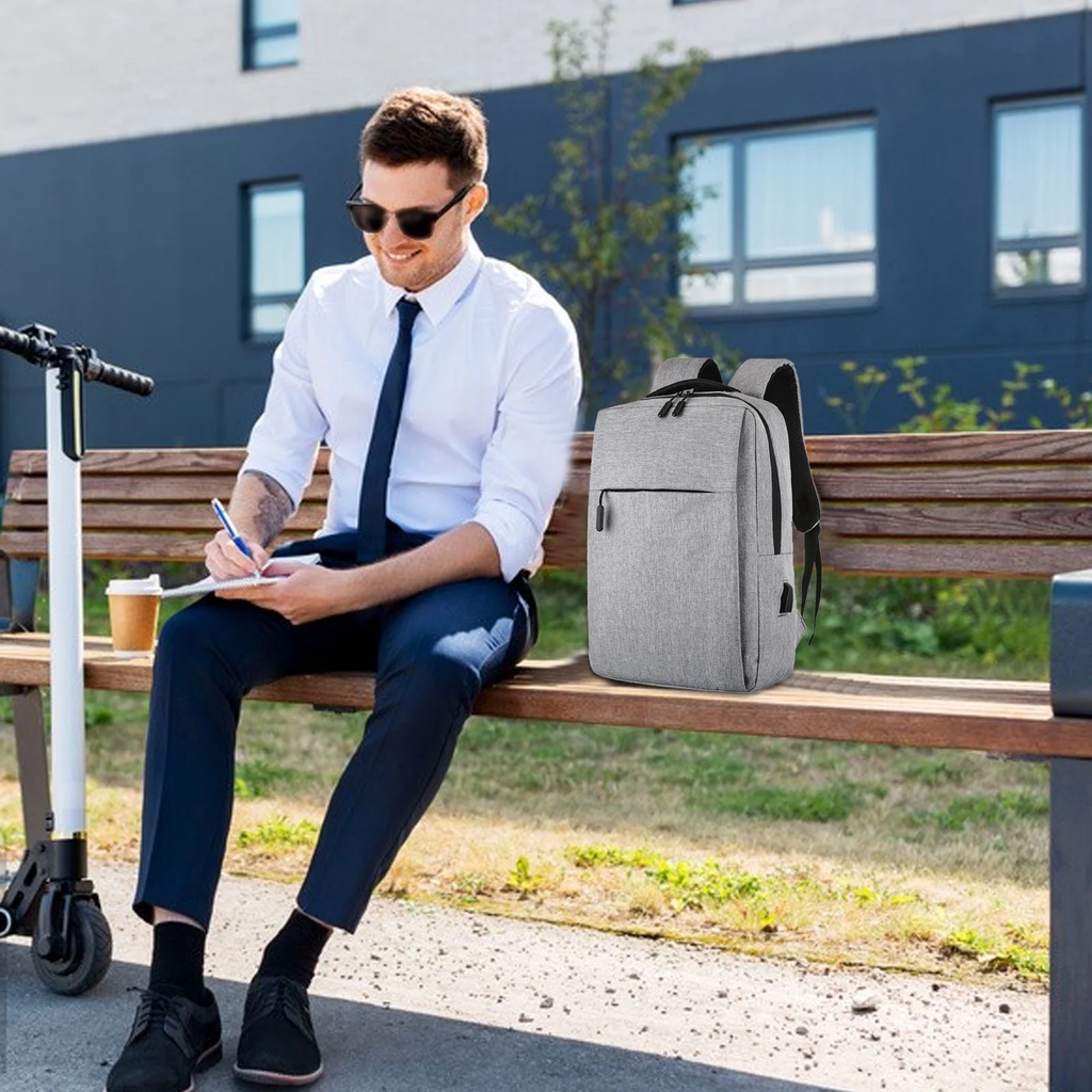 Gray Laptop Backpack 15.6 Inch, Business Slim Durable Laptops Travel Backpacks with USB Charging Port