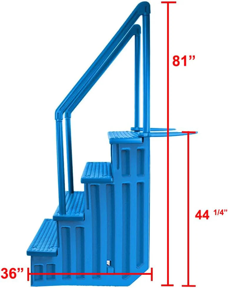 Select Anti-Slip in-Pool Steps | Gray | for Above Ground Swimming Pools | Can Mount to Decks 48" to 54" H | Safety Stairs Capacity Up to 300 lbs