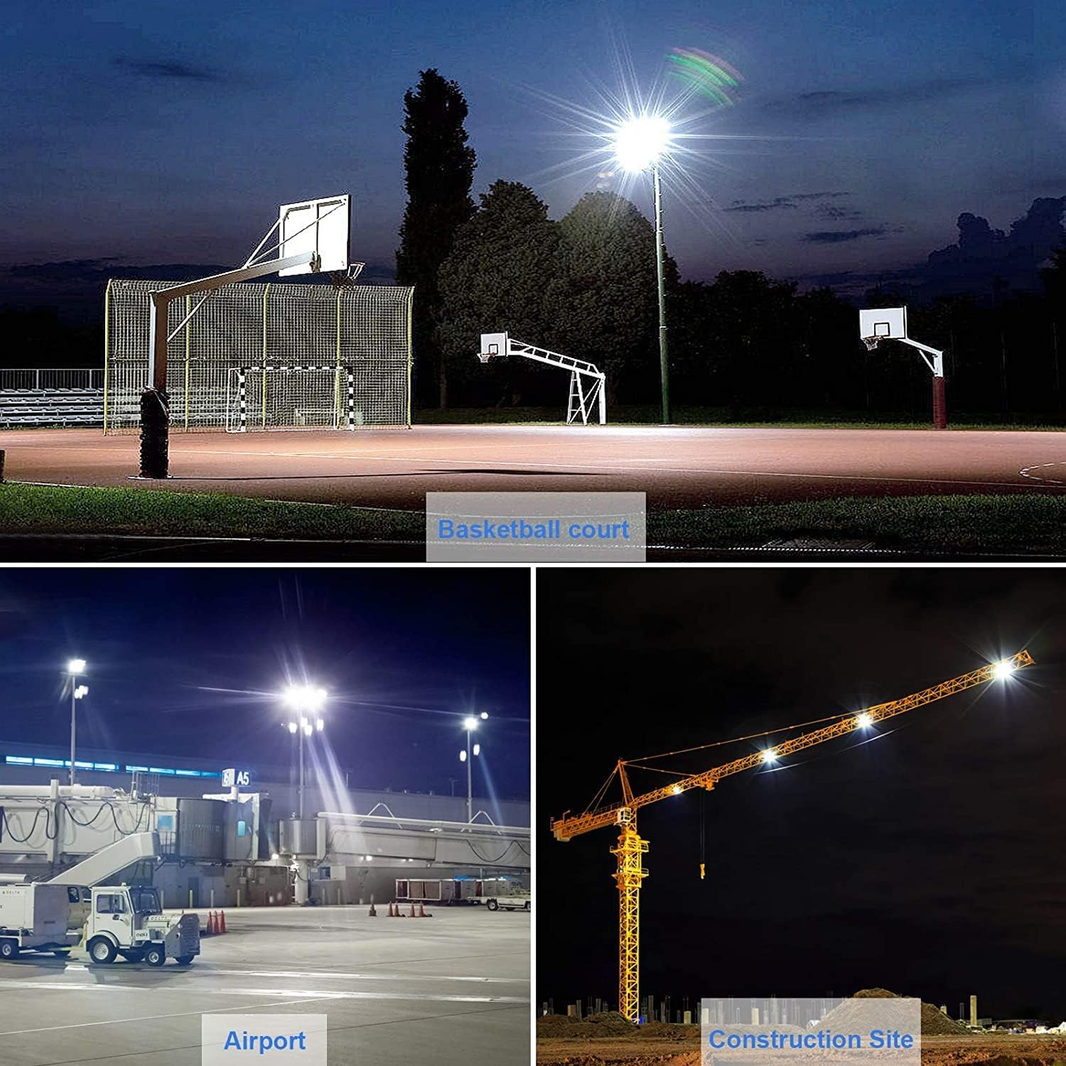 3 Pack 200W LED Flood Light,Super Bright Exterior Security Lights With Plug,IP66 Waterproof Outdoor Flood Light, 22800lm 5000K Daylight White Floodlight for Yard, Garden,Basketball Court, Arena