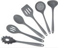 Grey Silicone Kitchen Utensils Set of 6, Non-Stick Heat-Resistant Silicone Kitchen Utensils Set with Steel Inner Core