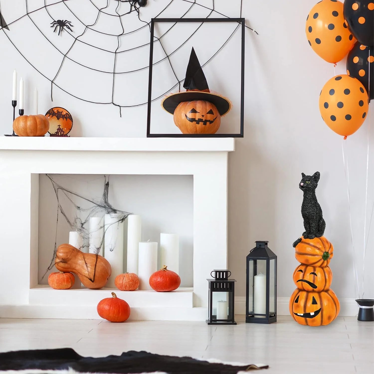 Black cat and a bunch of pumpkins, Halloween collection