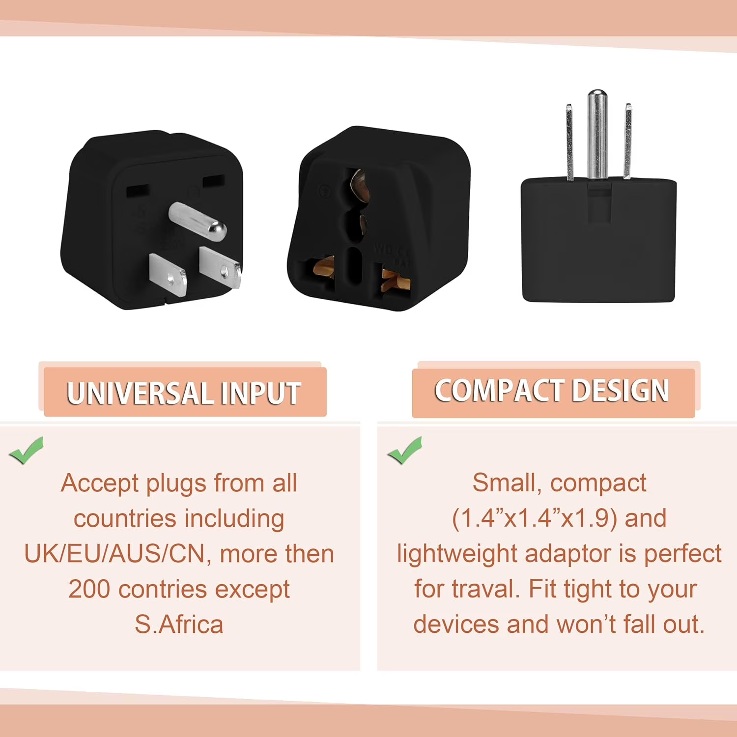2P UK to US Plug Adapter, Universal Plug Adapter Plug