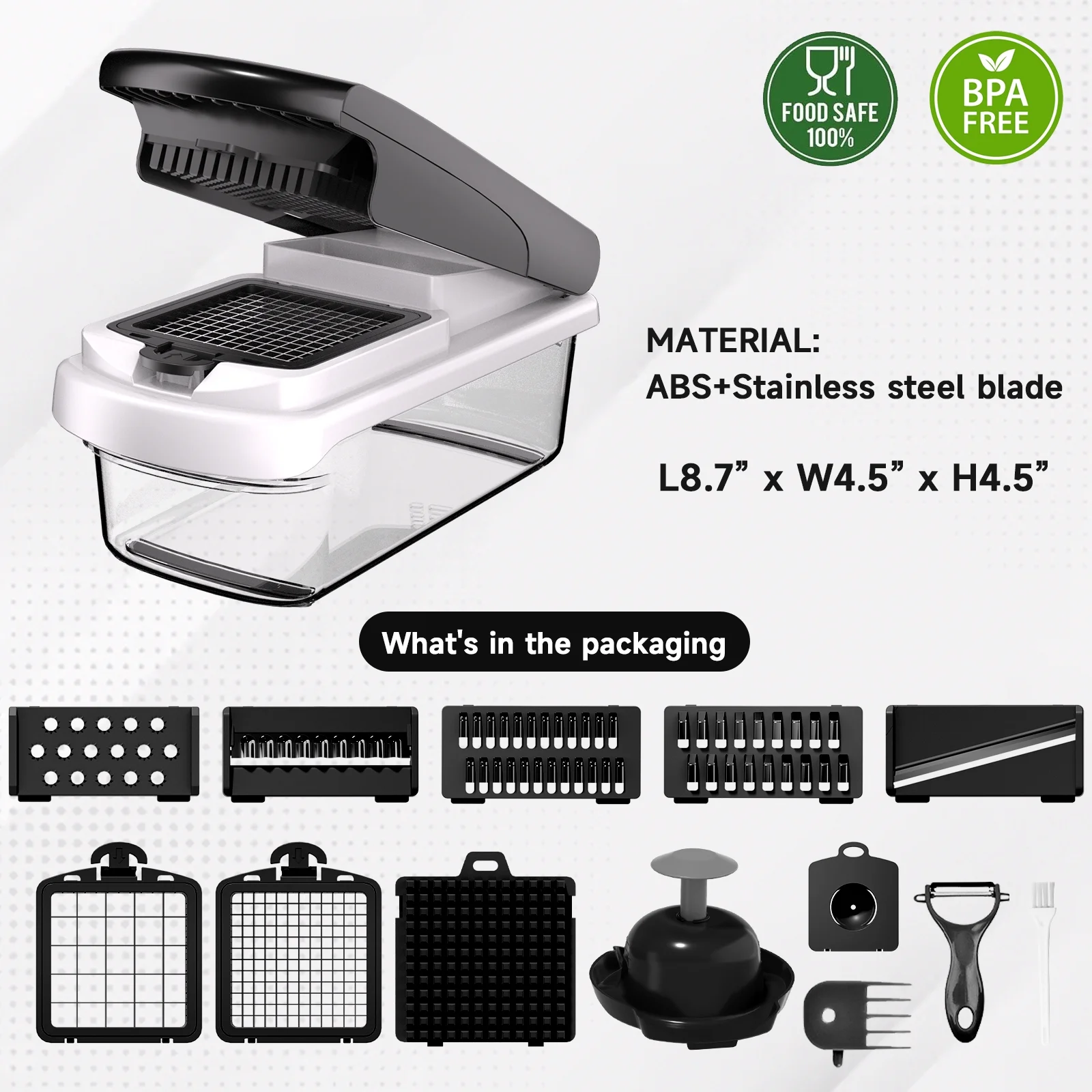 Vegetable Chopper Food Slicer, 15 in 1 Multi-Function Food Chopper for Onion, Veggie, Cheese Grater, Vegetables Cutter with Large Container, Kitchen Gadgets