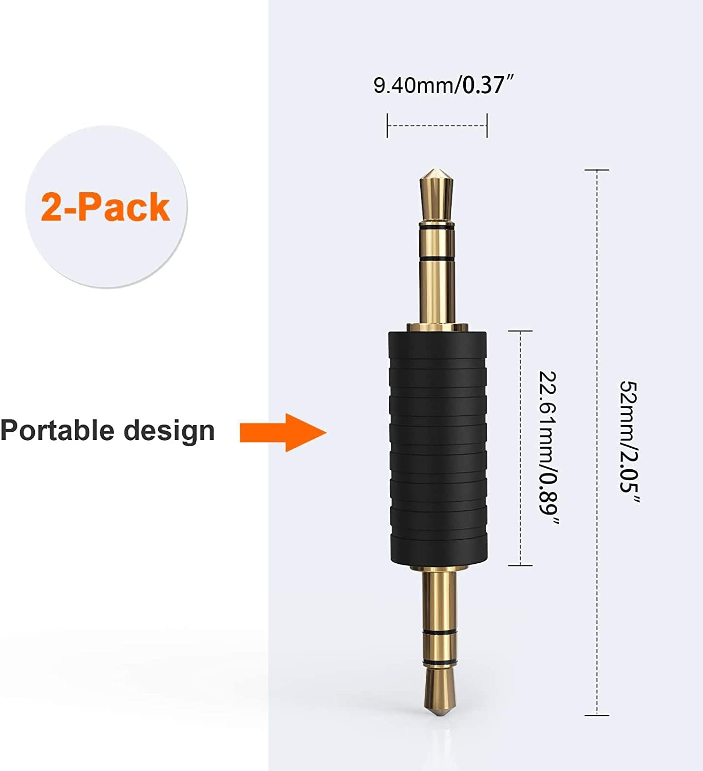 3.5Mm 1/8 Stereo Jack to 3.5Mm Audio Male to Male Adapter Connectors Gold Plated Compatible