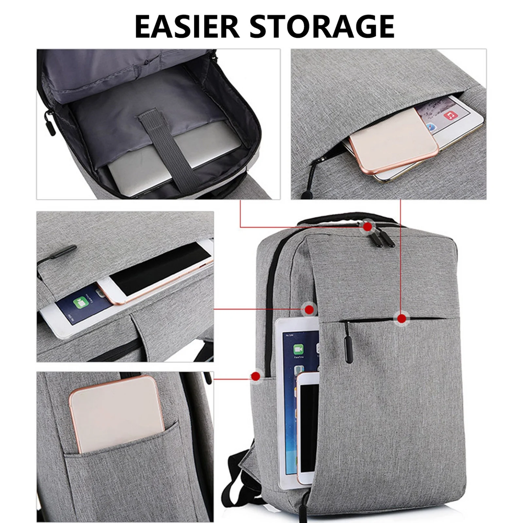 Gray Laptop Backpack 15.6 Inch, Business Slim Durable Laptops Travel Backpacks with USB Charging Port