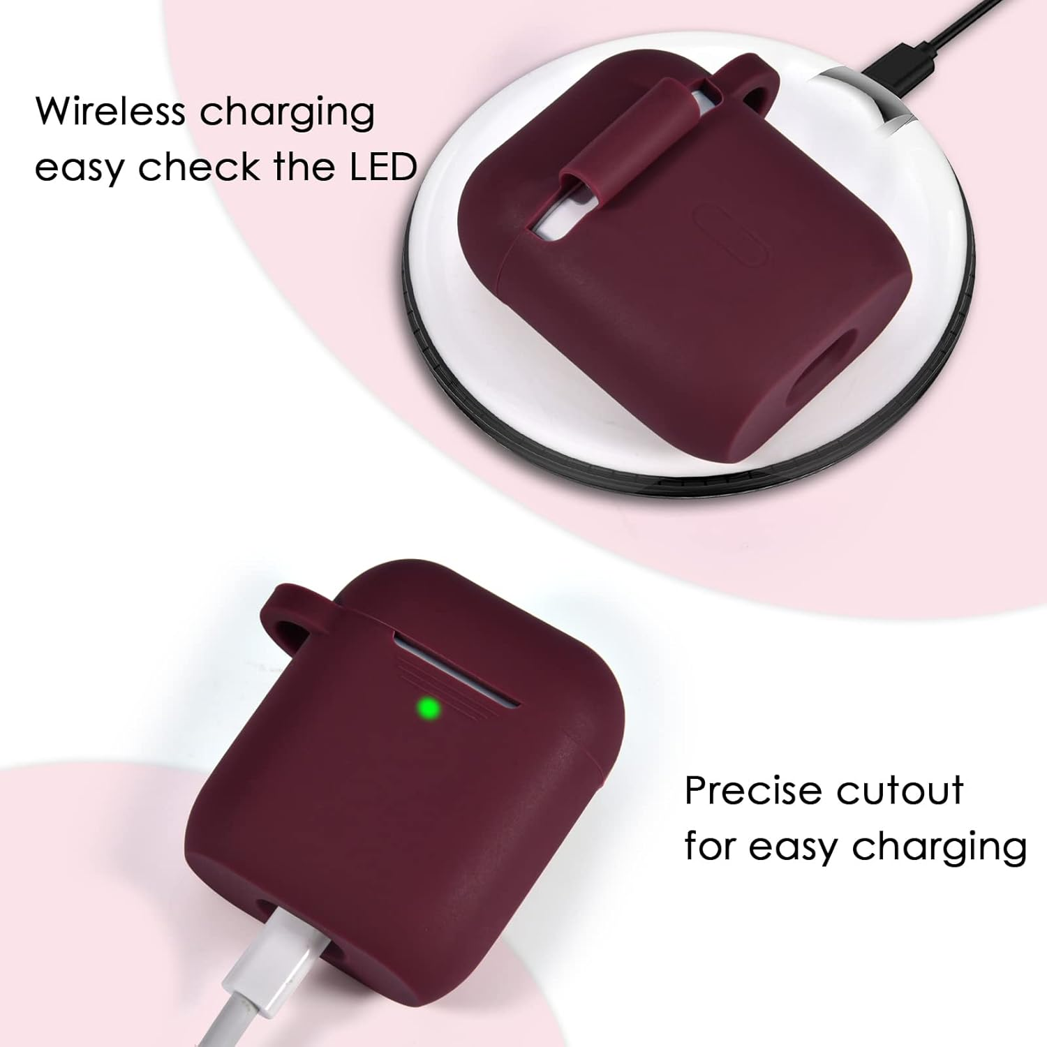 Compatible with Airpod 2&1 Case Cover, Cute Silicone Protective Accessories Cases/Keychain/Pompom.