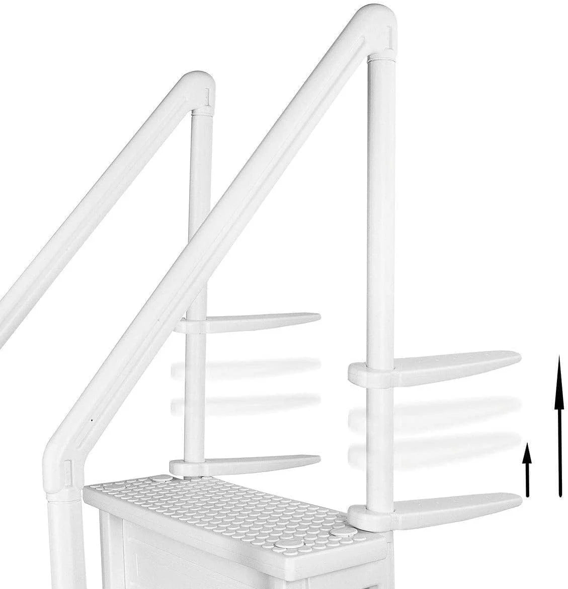 Select Anti-Slip in-Pool Steps | Gray | for Above Ground Swimming Pools | Can Mount to Decks 48" to 54" H | Safety Stairs Capacity Up to 300 lbs