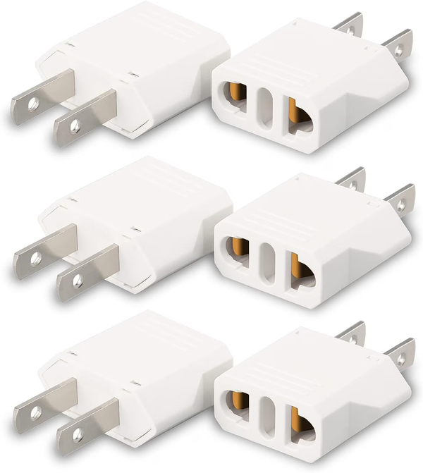 6 Pack European to US Plug Adapter, Plug Adapter European to American, EU to US Plug Adapter, 220V to 110V Adapter Plug for Travel, Europe to American Canada Mexico Power Plug Converter (Type A)